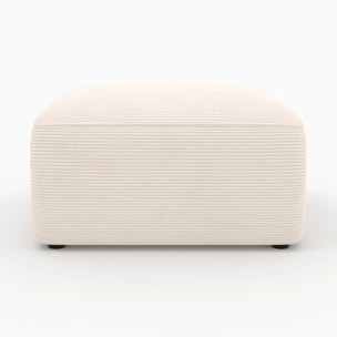 Pouf rectangulaire pour canapé modulable en velours blanc cassé - Mina