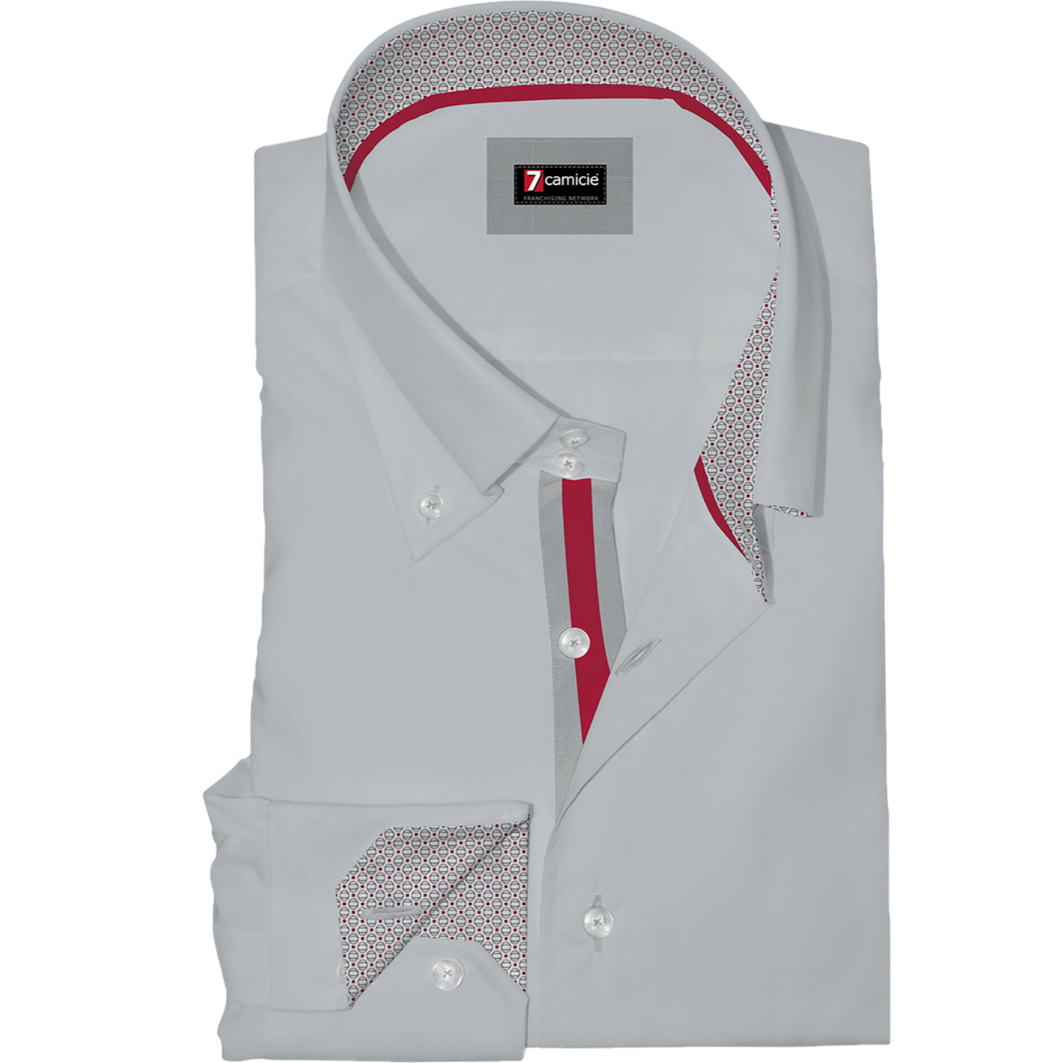 Camicia Uomo 2 Bottoni Button Down Slim Satin Unito Grigio