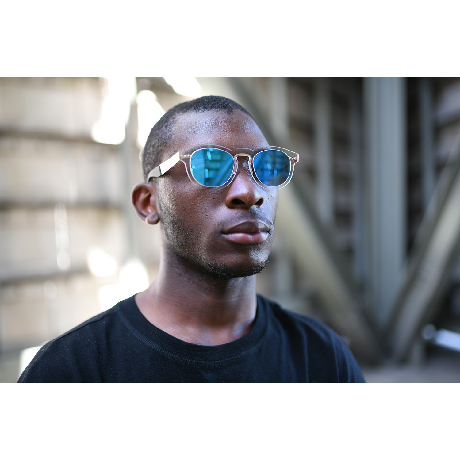 Gafas de sol OCEAN IBIZA - De espejo azul cielo con montura blanco transparente y patillas de metal dorado