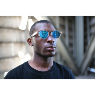 Gafas de sol OCEAN IBIZA - De espejo azul cielo con montura blanco transparente y patillas de metal dorado