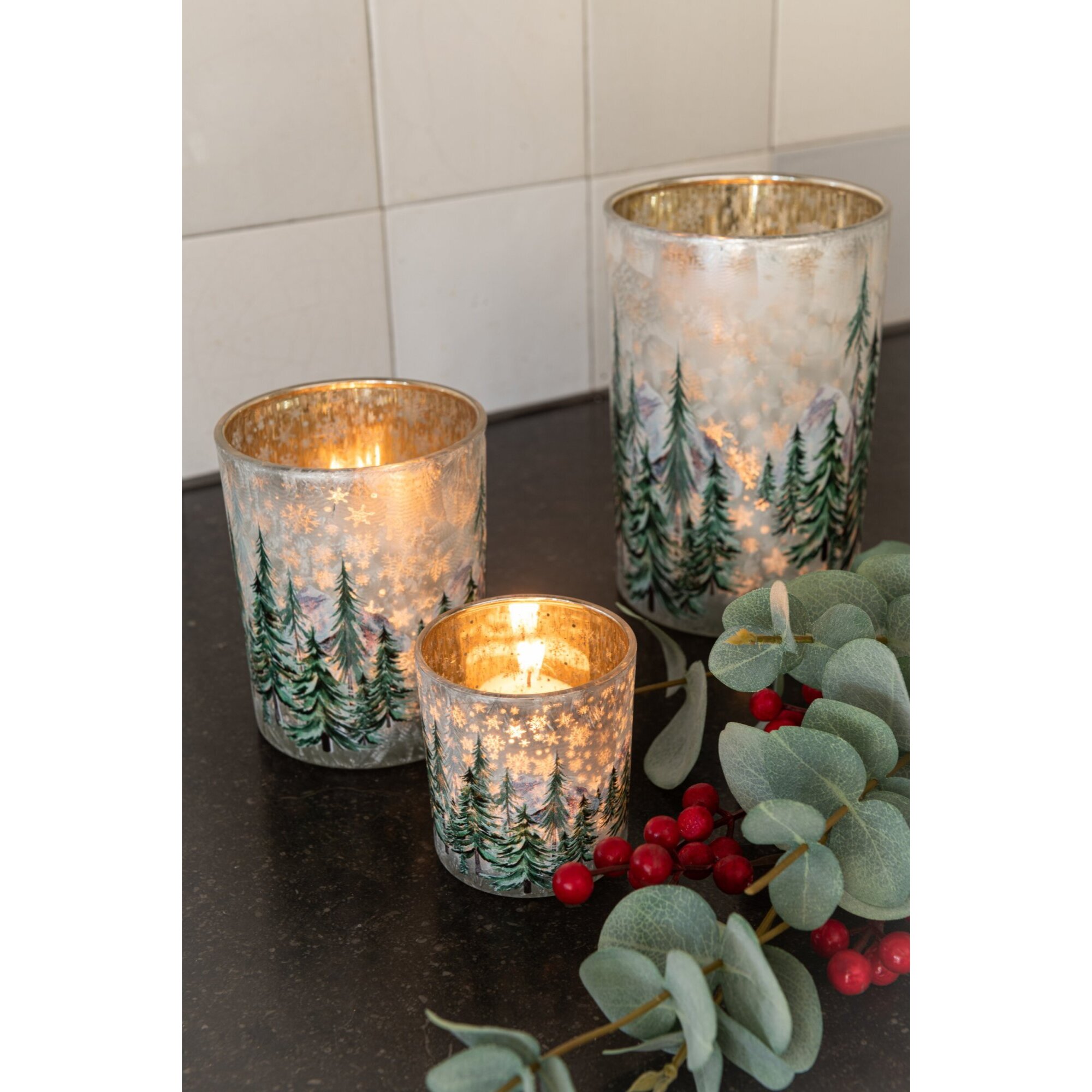 J-Line chandelier Christmas Tree - verre - blanc/vert foncé - medium - set de 2