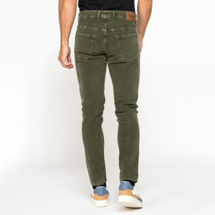 PANTALONE SLIM FIT IN VELLUTO STRETCH TINTURA ACID WASH