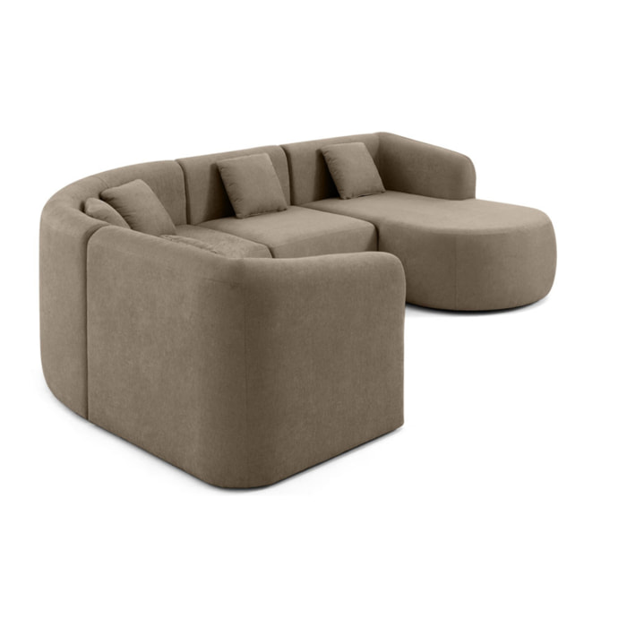 Ikare - canapé modulable d'angle droit - 5 places - avec méridienne - en tissu - Taupe
