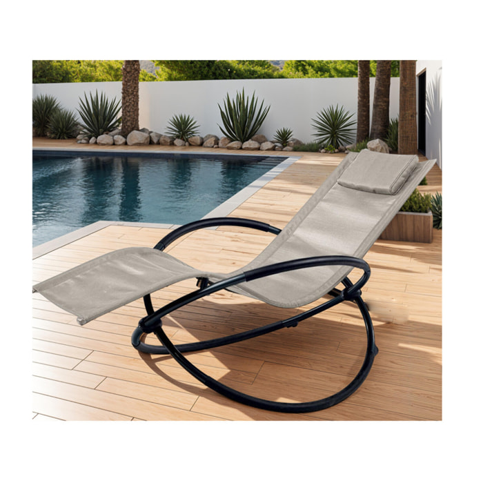 Transat de jardin en acier - pliable - écru - ELYPSE