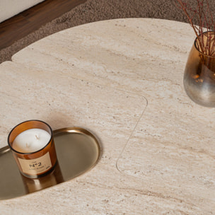 ELIAS Table basse ronde duo effet travertin 90cm