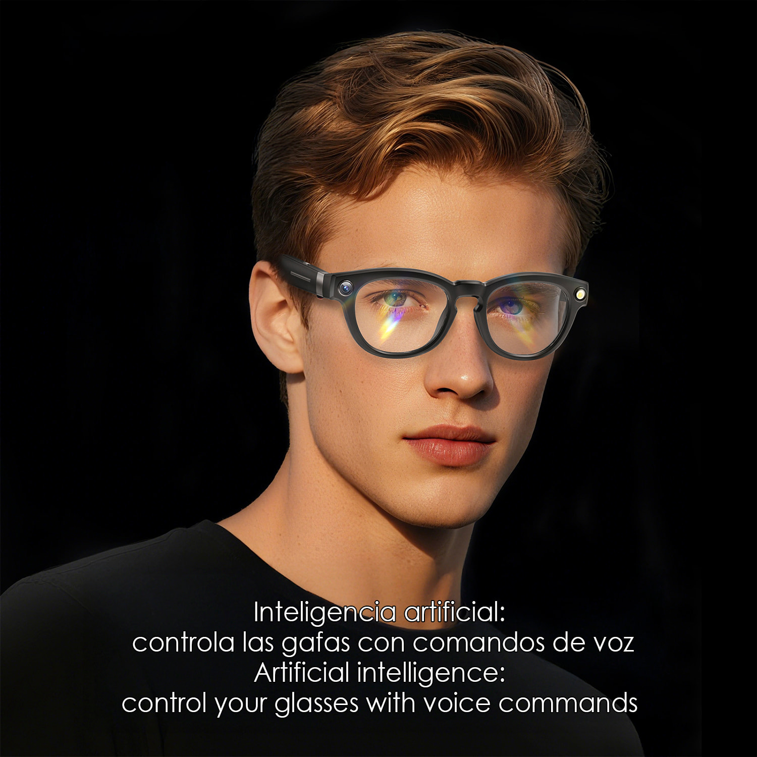 Gafas inteligentes Q8. Con cámara de 8MPX, traductor Ai en tiempo real, reconocimiento fotográfico inteligente, control de música y llamadas.