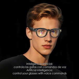 Gafas inteligentes Q8. Con cámara de 8MPX, traductor Ai en tiempo real, reconocimiento fotográfico inteligente, control de música y llamadas.