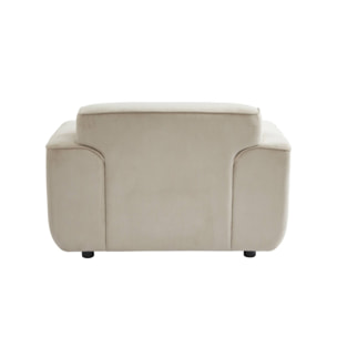 Fauteuil velours côtelé. lignes arrondies. coussin fourni. Wallas. L 116 x P 97 x H 73cm