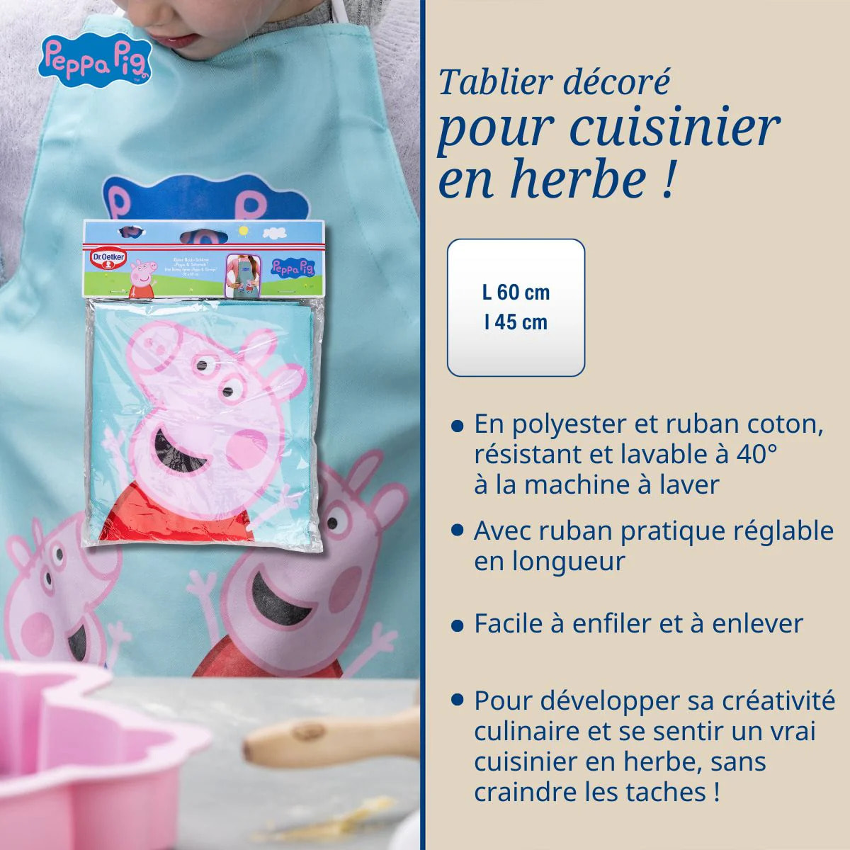 Tablier de cuisine pour enfants Dr. Oetker Peppa Pig