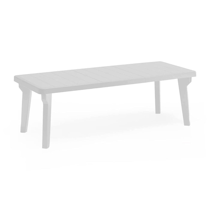 Tavolo da esterno Anatre, Base per picnic, Piano da pranzo da giardino, Banco outdoor multiuso, Made in Italy, 160/220x90 h74 cm, Bianco
