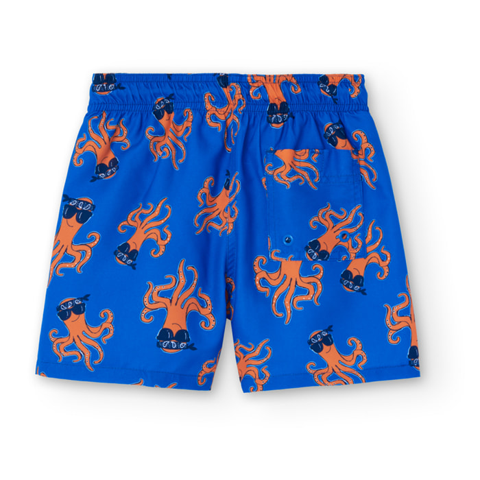 Bañador estampado con pulpos de color azul, Bañador, niño