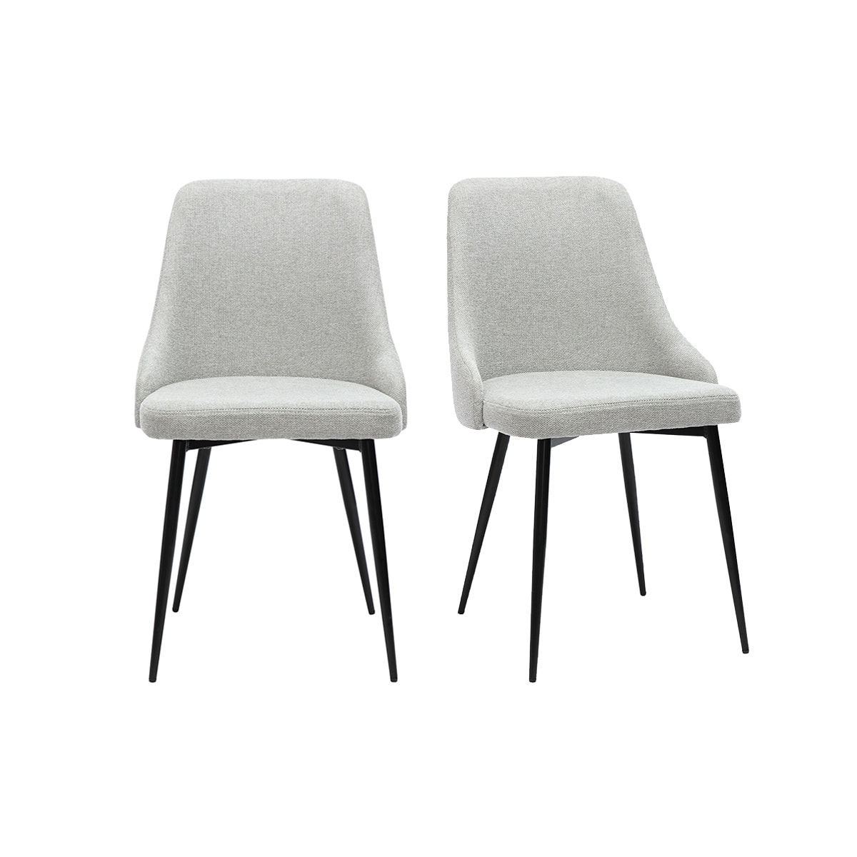 Chaises design en tissu effet velours texturé gris clair et métal noir (lot de 2) CULT