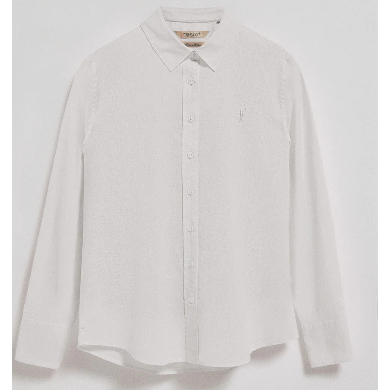 Camicia bianca regular fit in lino-cotone con ricamo Rigby Go