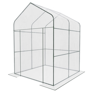 Serra Da Giardino Per Orto Senza Ripiani Telaio In Metallo Casetta In Acciaio Telo Trasparente PVC Porta Avvolgibile Apertura Cerniera 143x143x195 Cm