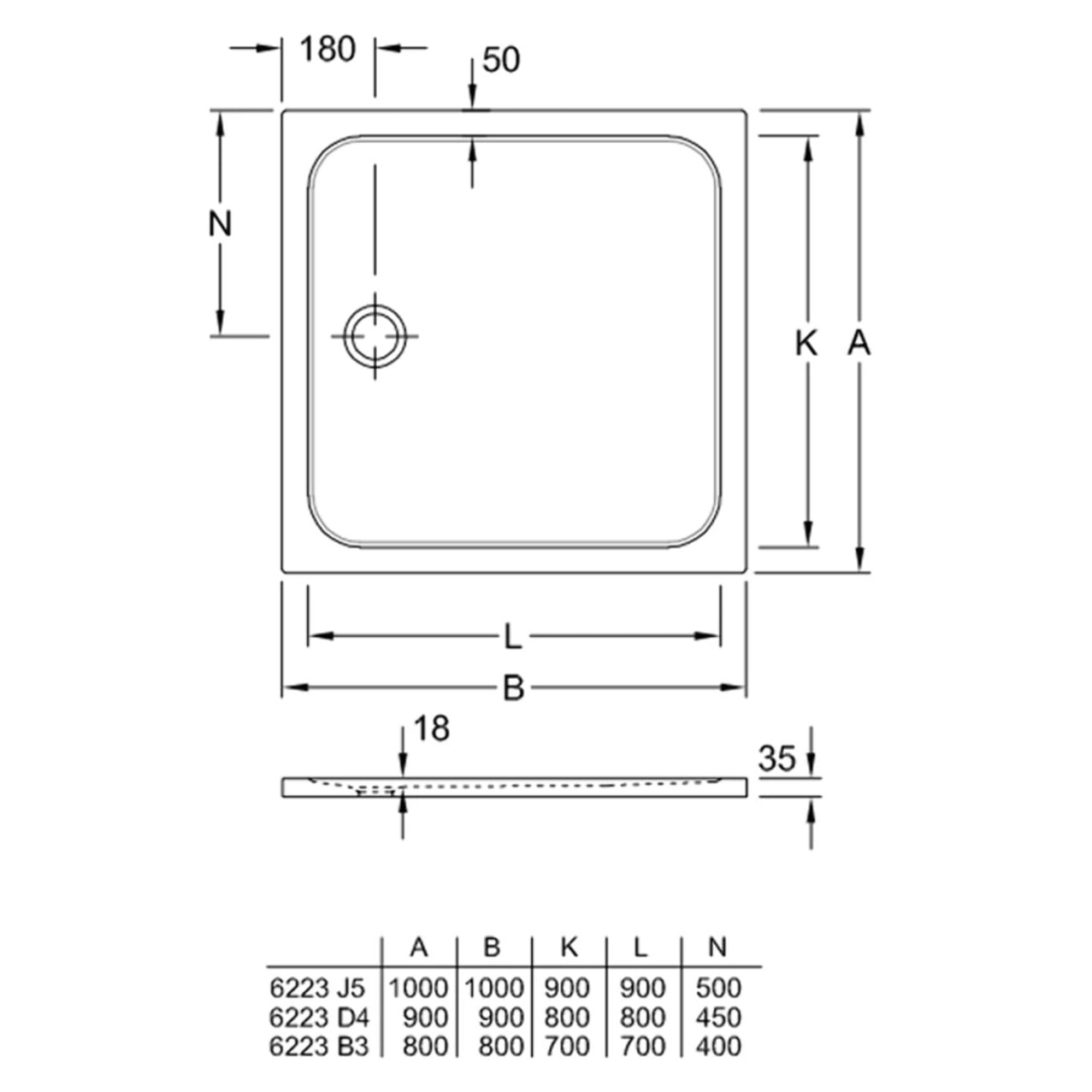 Receveur de douche antidérapant 80 x 80 Lifetime Plus Cerasoft céramique blanc