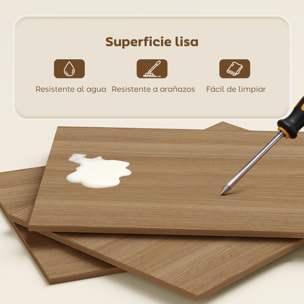 Escritorio Plegable con Estantería, Mesa de Escritorio con 4 Estantes, Mesa de Ordenador para Espacios Pequeños, Estudio, Oficina en Casa, 105x60x127 cm, Natural