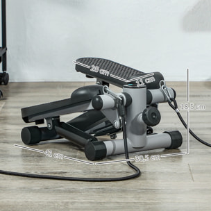 Mini Stepper para Hacer Ejercicio en Casa Máquina de Escalada Compacta con Bandas de Resistencia Monitor LCD Pedales Antideslizantes Ajustables en Altura para Entrenamiento de Cuerpo Gris
