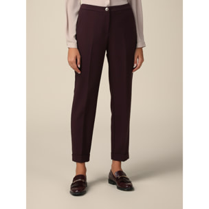 Oltre - Regular-fit viscose blend trousers - Burgundy