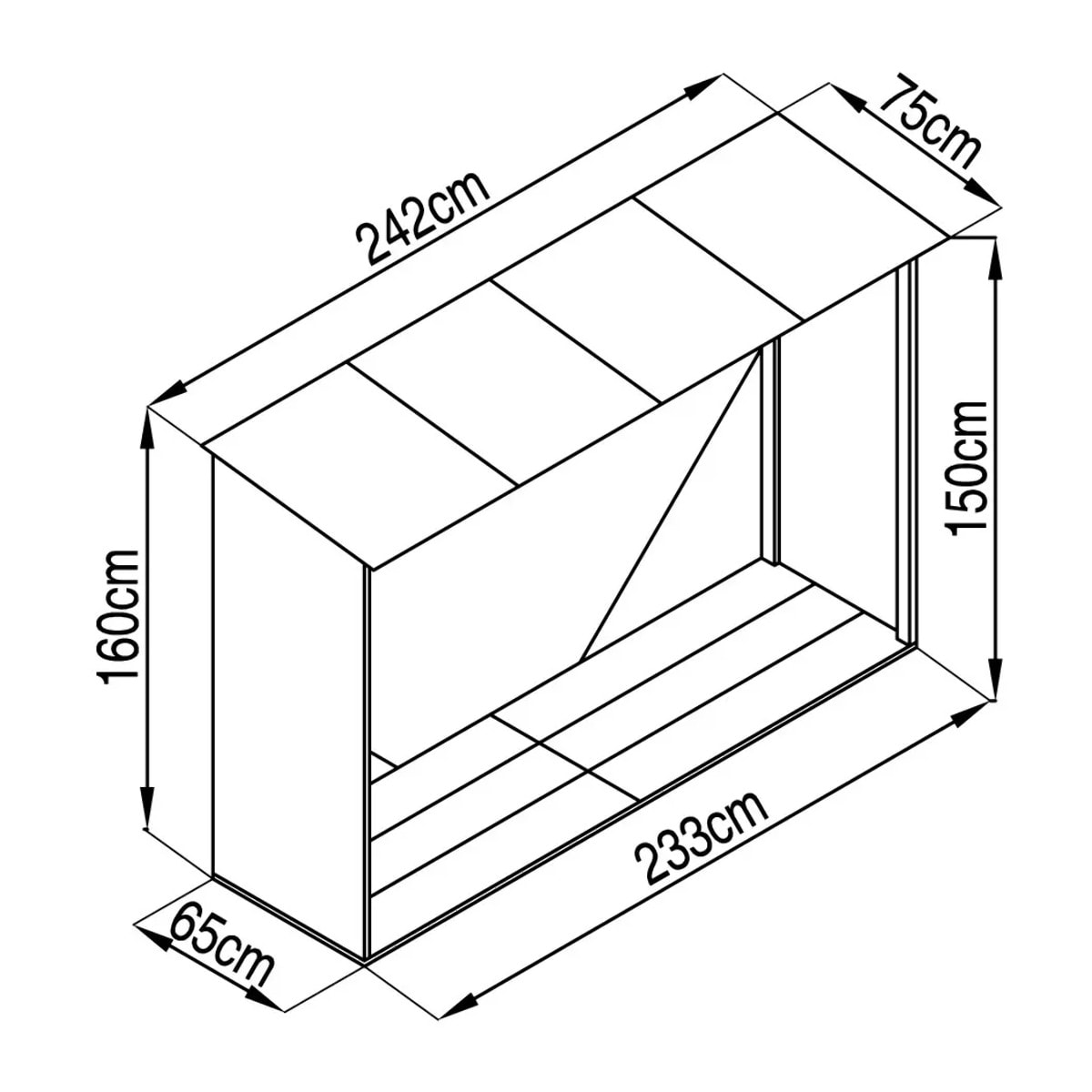 Abri à bûches métal gris 2 à 3 stères