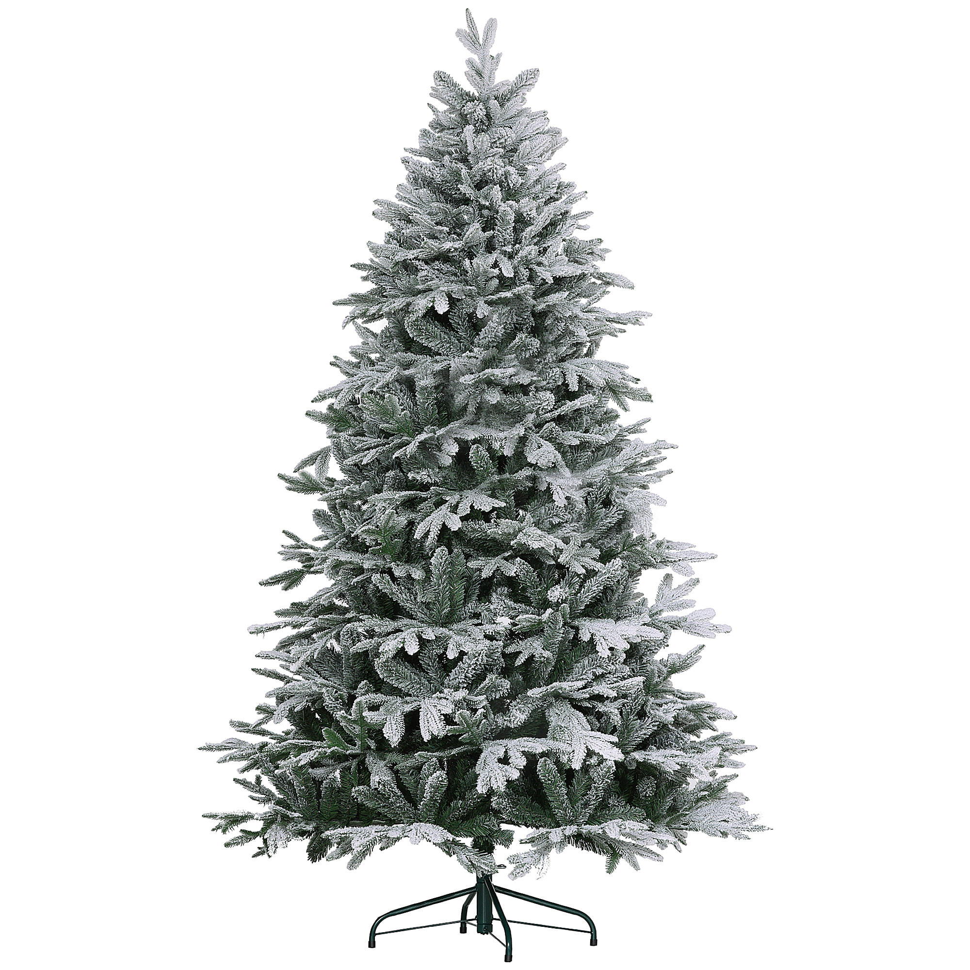 HOMCOM Albero di Natale Innevato 180cm con 2531 Rami Alto e Stretto con Base Pieghevole, Verde