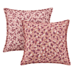Taie d'oreiller réversible en coton motif floral - Prune