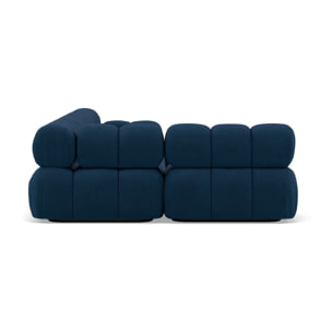 Ruby - canapé panoramique modulable d'angle gauche 7 places en velours texturé - Bleu