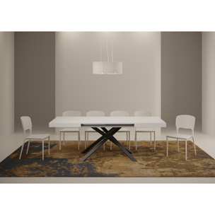 Mesa extensible 120x90/224 cm Karida Fresno Blanco estructura Antracita