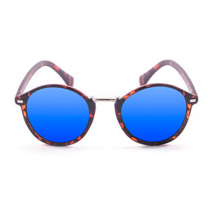Gafas de sol OCEAN LILLE - Carey mate nariz de metal plateado brillante / Revo azul