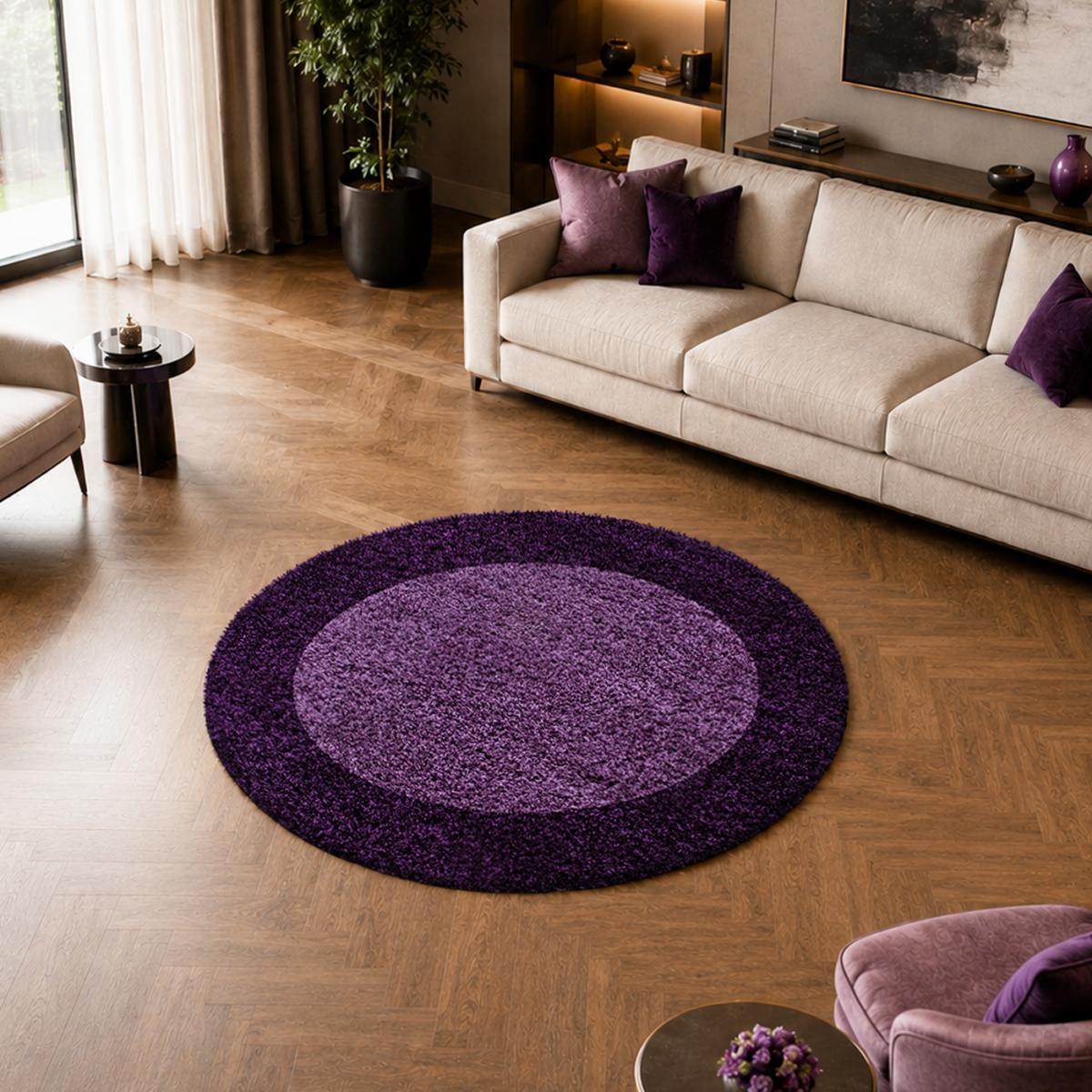 Tapis poils longs shaggy tissé motif simple NIVA