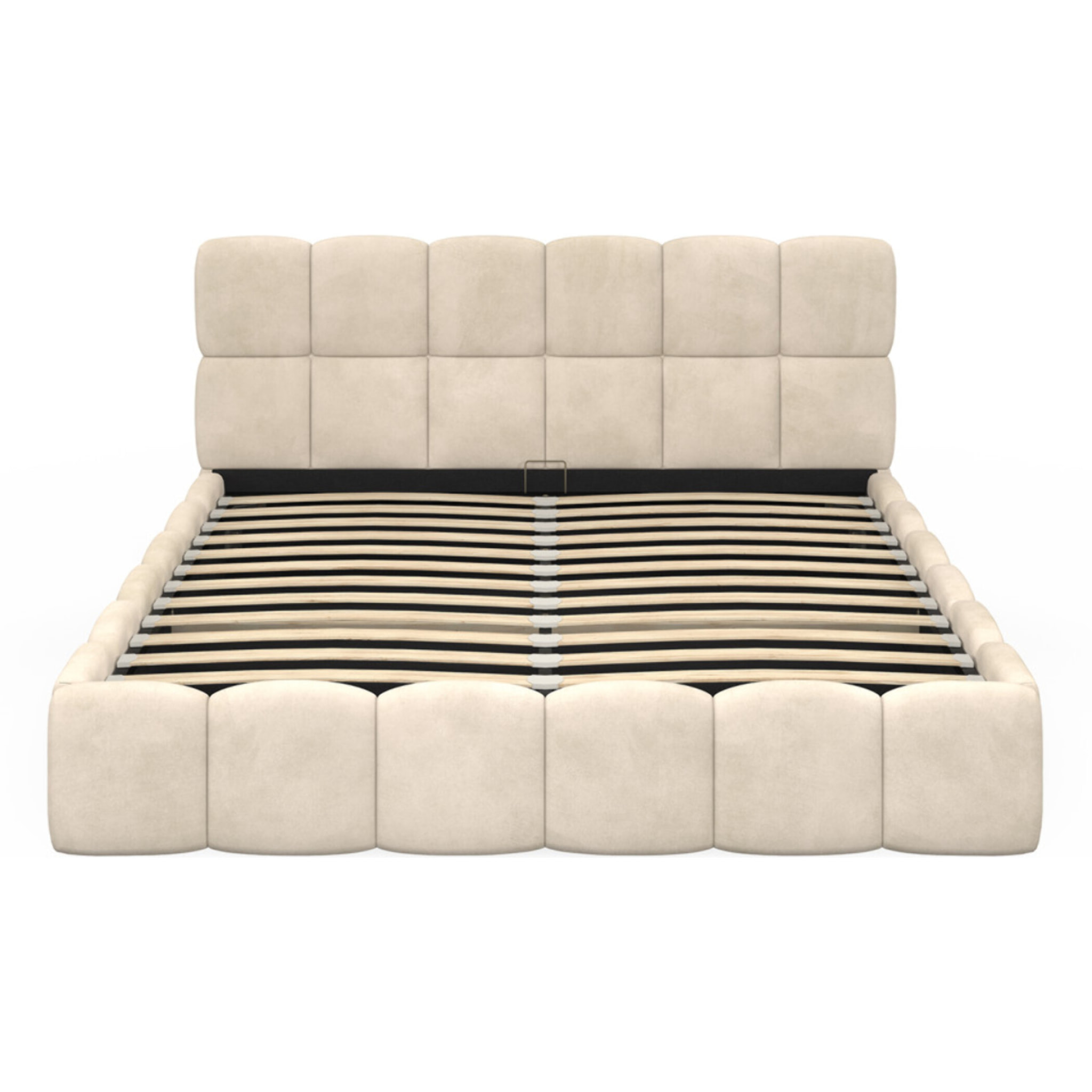 Lit coffre Bubble 160x200cm velours beige