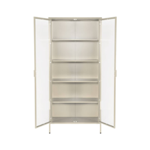 Buffet. vaisselier acier et verre trempé 2 portes 180cm beige - Arkansas