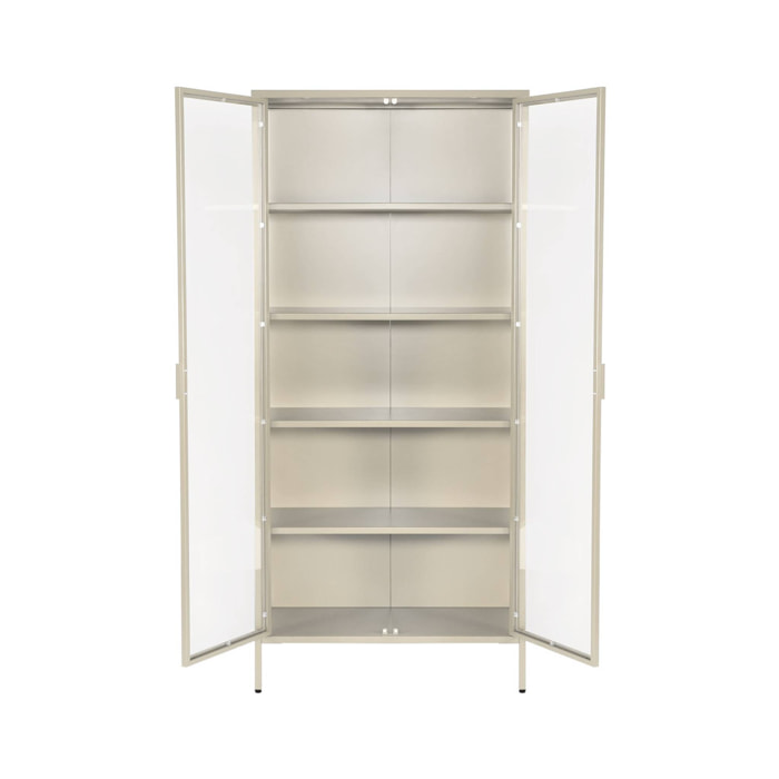 Buffet. vaisselier acier et verre trempé 2 portes 180cm beige - Arkansas