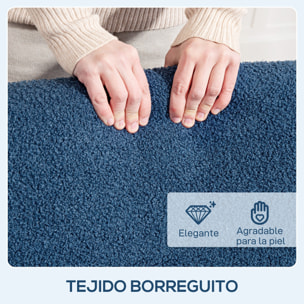Sofá de 1 Plaza Tapizado en Borreguito Sofá de Salón de 74,5 cm con Acolchado Grueso Reposabrazos y Patas de Madera para Dormitorio Sala de Estar Azul Oscuro