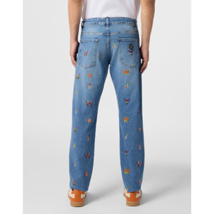 PHILIPP PLEIN Embroidered Super Straight Cut Jeans