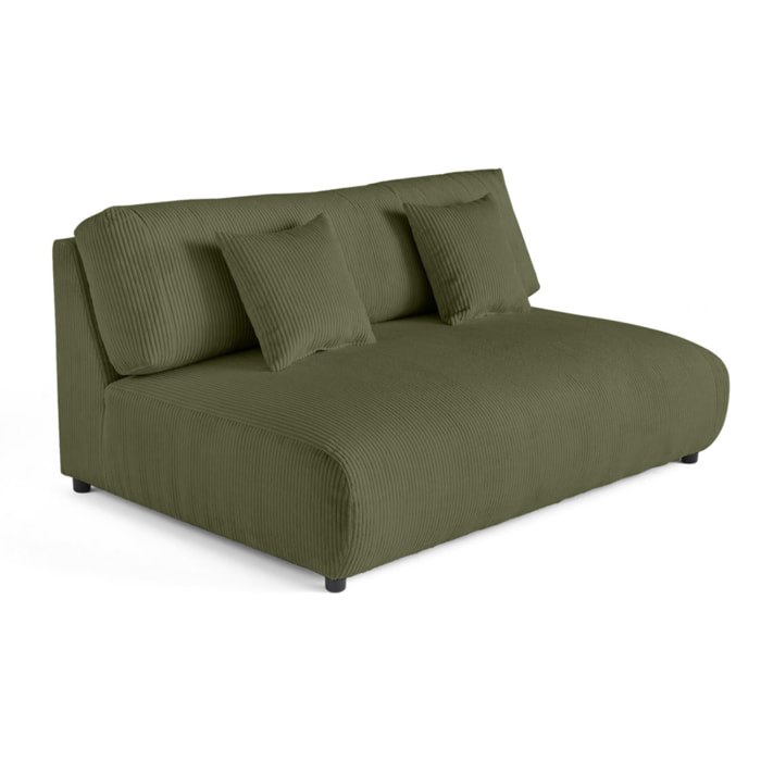 Garance - module d'assise 3 places sans accoudoirs - en velours côtelé - Vert