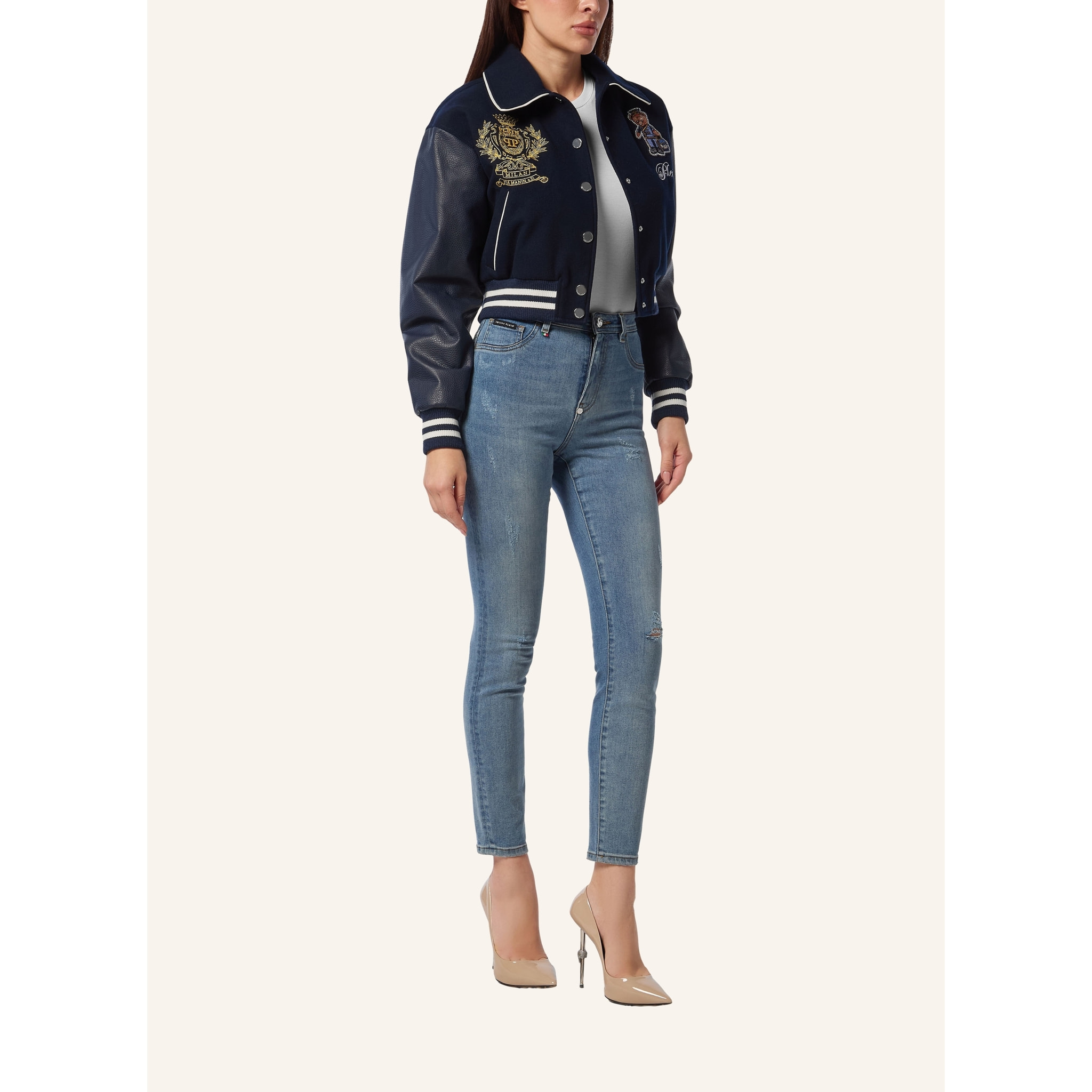 PHILIPP PLEIN Bomber de cuero TEDDY