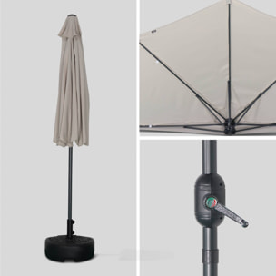 Parasol de balcon Ø250cm  – CALVI – Demi-parasol droit. mât central en aluminium avec manivelle d’ouverture. toile sable