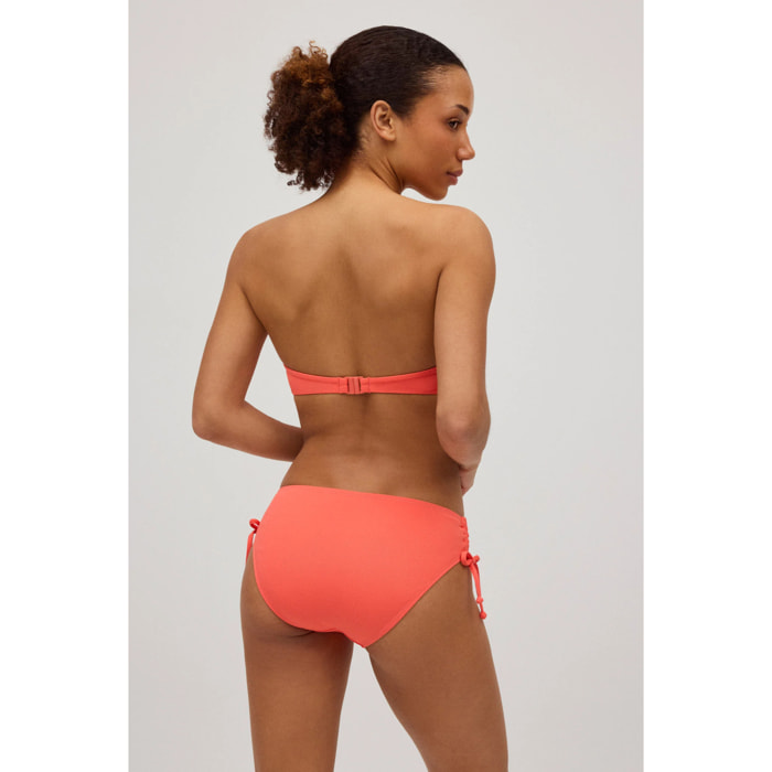 Slip bikini midi riducente in micropiqué corallo