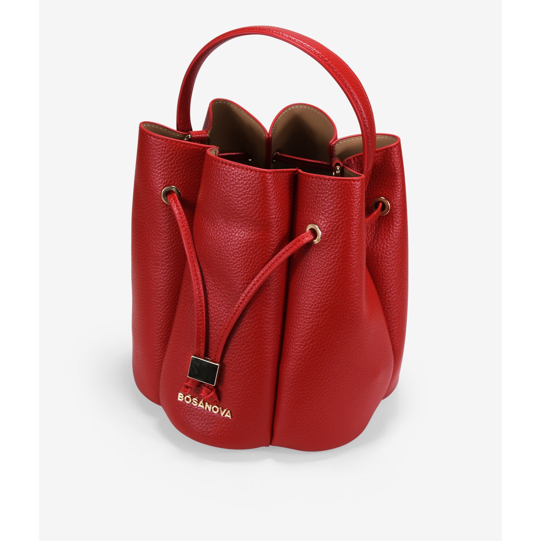 Bolso cubo rojo efecto plisado