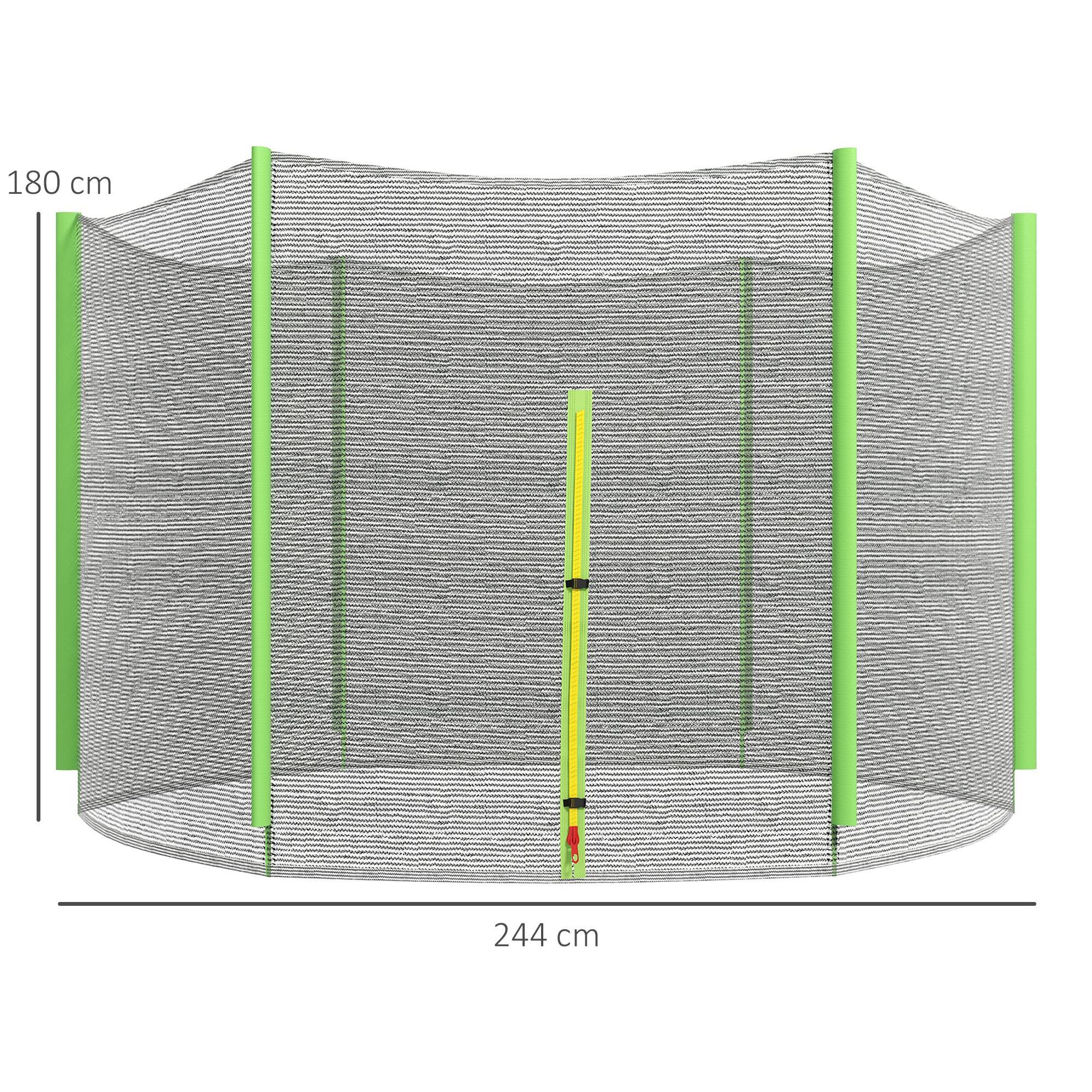 Red de Seguridad para Cama Elástica Ø244 cm Red de Trampolín Redondo para Exterior Protectora para Cama Elástica de 6 Postes Rectos Verde
