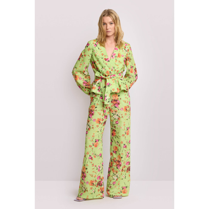 Kocca - Blusa in tessuto a stampa floreale Donna, Fantasia floreale, Scollo a V
