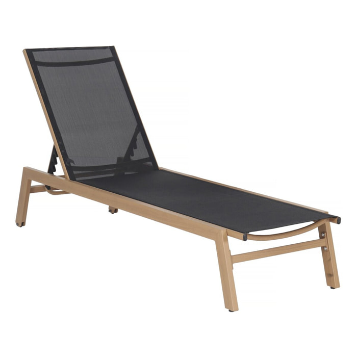 Bain de soleil en aluminium imitation bois  "Elysia" - Noir