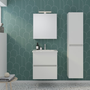 Meuble de salle de bain simple vasque 60 cm BURGBAD Joline blanc mat