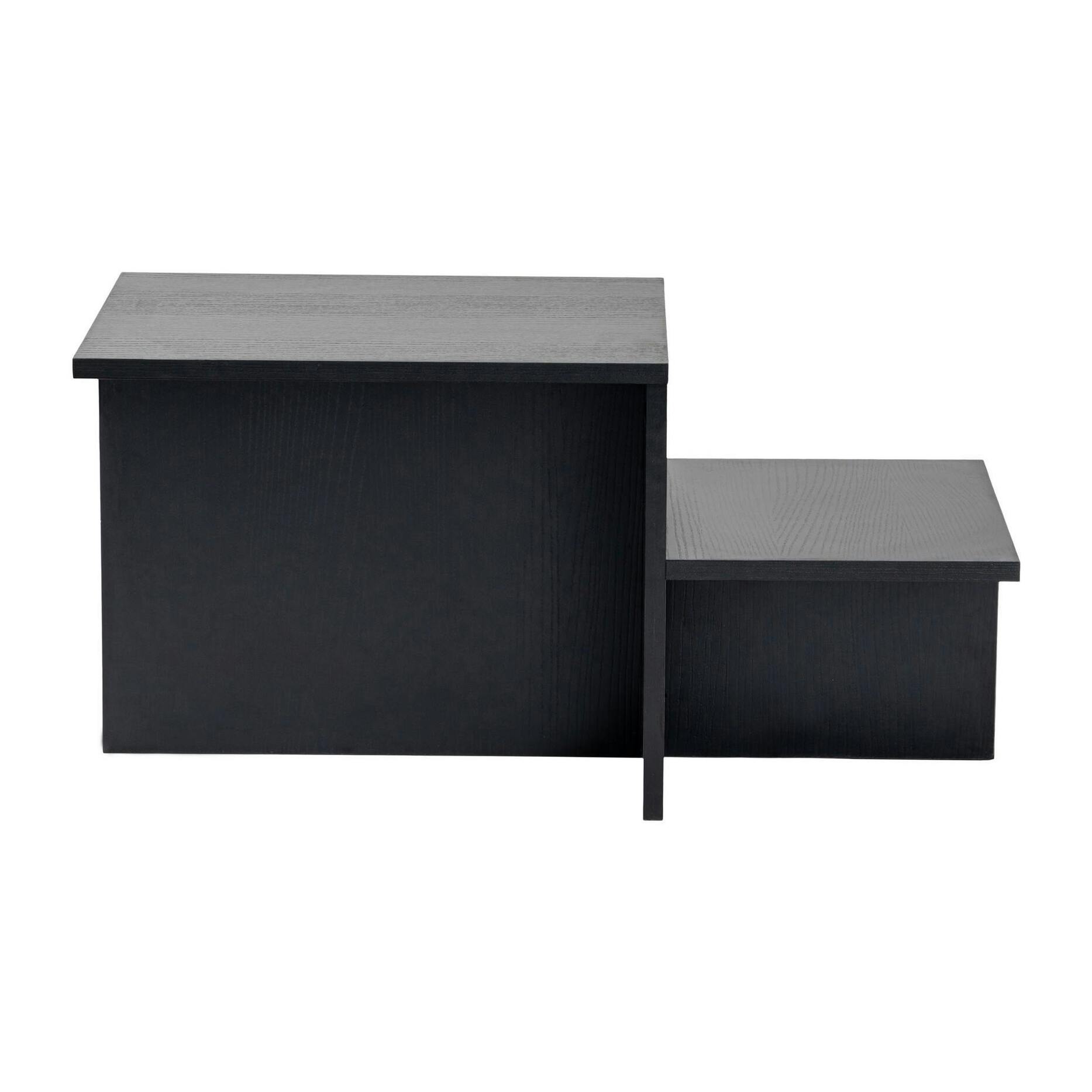 Table basse moderne effet bois noir - 2 niveaux MARFA