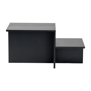 Table basse moderne effet bois noir - 2 niveaux MARFA