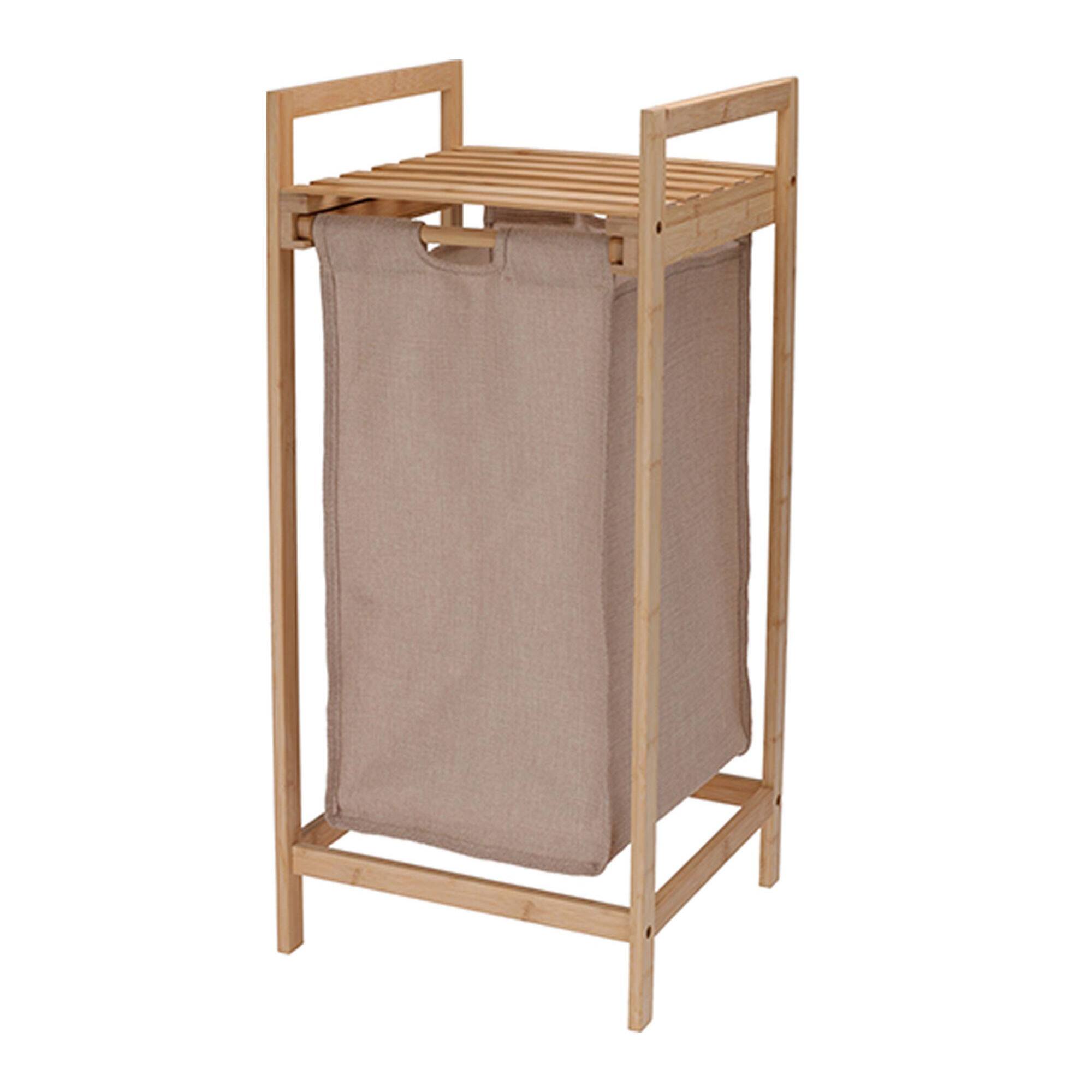 Well home cesto para la coldad en bambú con estante 33x33x73cm