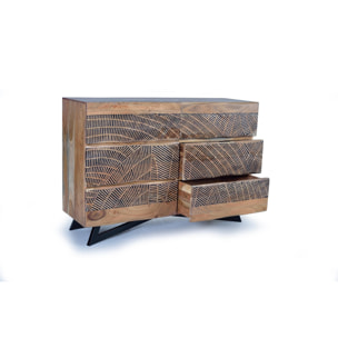 Cómoda de Madera de Acacia 125 Cm Estilo Rústico Moderno