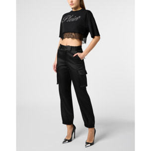 PHILIPP PLEIN Cropped T-Shirt Lace