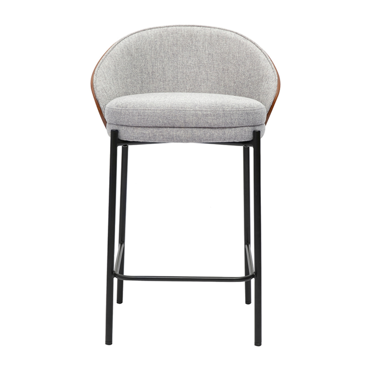 Tabourets de bar en tissu effet velours texturé gris, bois foncé et métal H65 cm (lot de 2) TUCSON