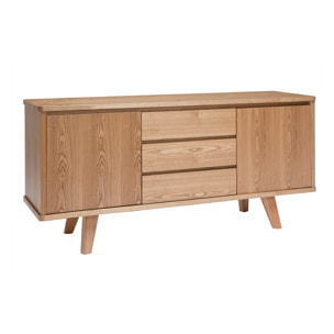 Buffet scandinave en bois clair 2 portes 3 tiroirs L160 cm FIFTIES